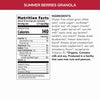 Nutrition facts per serving and ingredient statement for Summer Berries Granola
