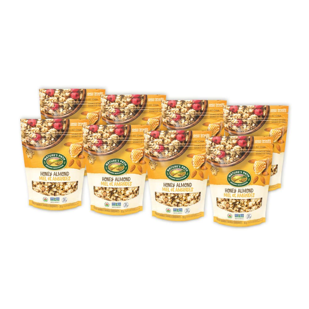 Pack of 8, Nature's Path Organic Honey Almond Gluten Free Granola 312g Pouch