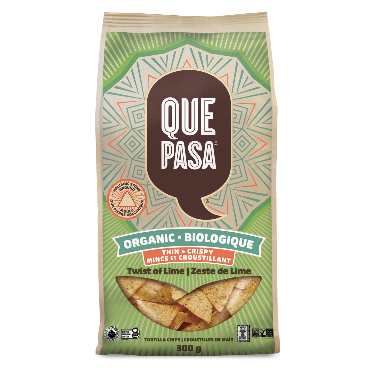 Que Pasa Organic Thin & Crispy Lime Chips 300g Bag