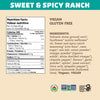 Nutrition facts per serving and ingredient statement for Sweet & Spicy Ranch Tortilla Chips