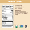 Nutrition facts per serving and ingredient statement for White Corn Tortilla Chips