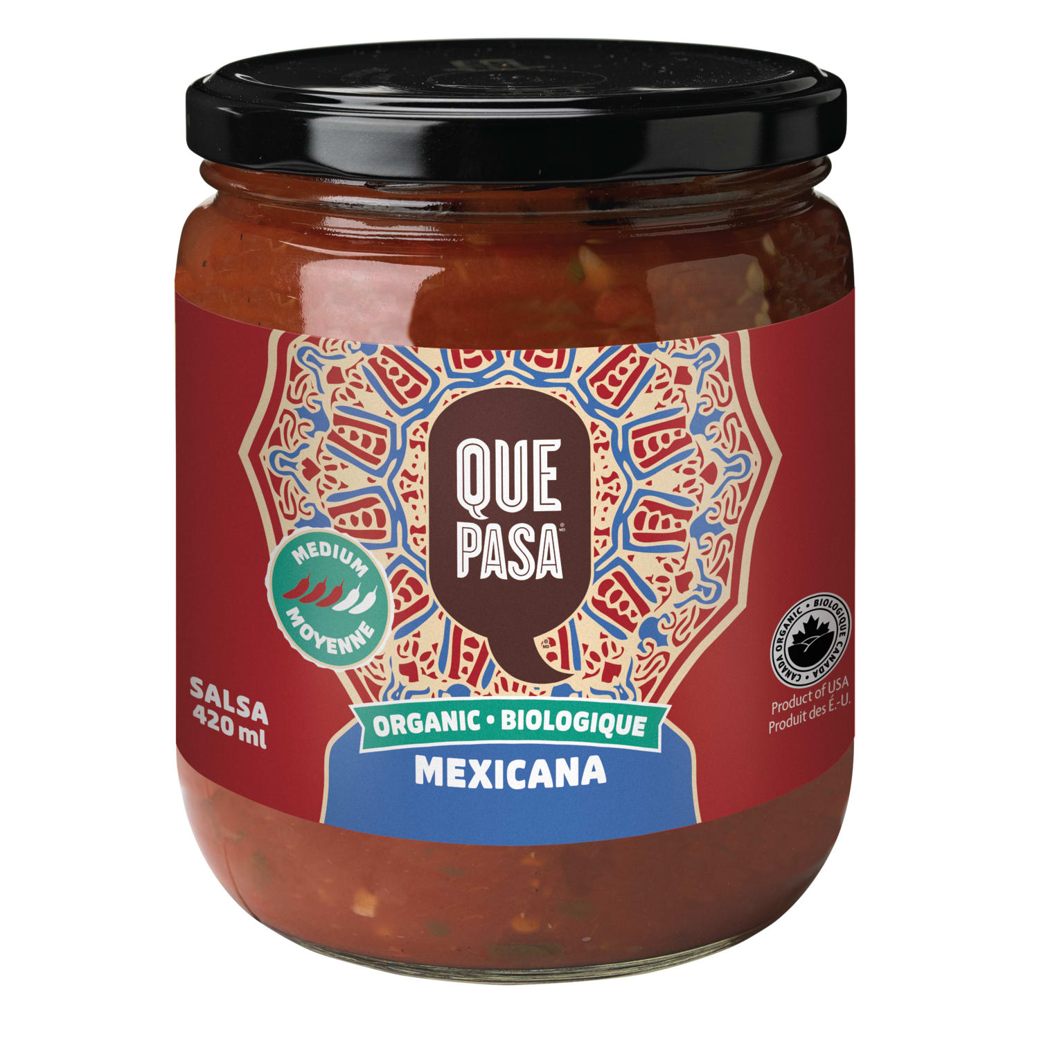 Que Pasa Organic Medium Salsa 420ml Jar