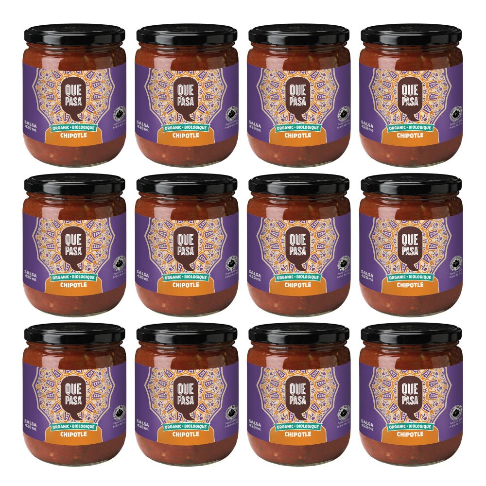 Pack of 12, Que Pasa Organic Chipotle Salsa 420ml Jar