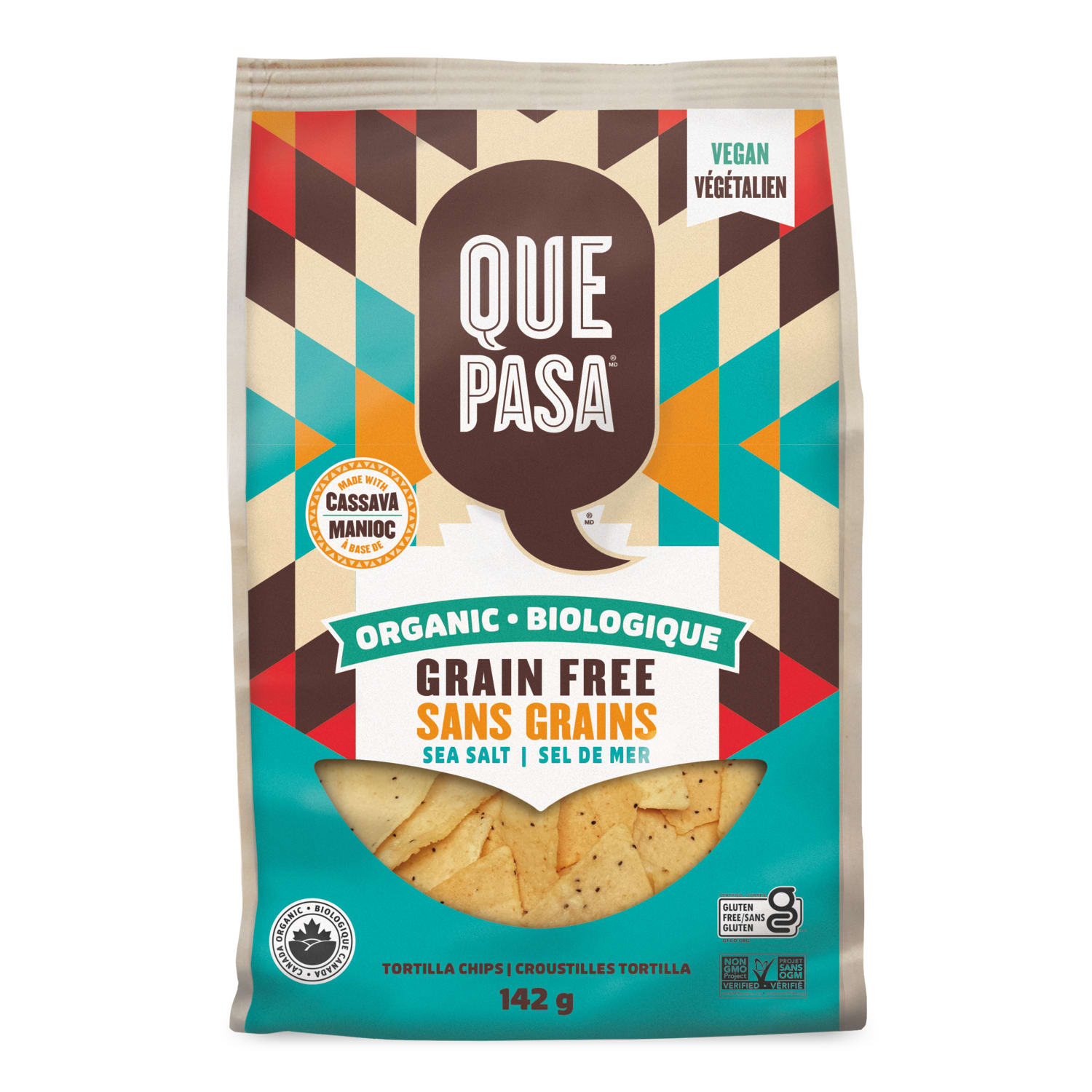 Que Pasa Organic Grain Free Sea Salt Tortilla Chips 142g Bag