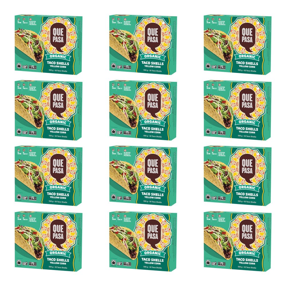 Pack of 12, Que Pasa Organic Yellow Corn Taco Shells 130g Box