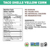 Nutrition facts per serving and ingredient statement for Yellow Corn Taco Shells