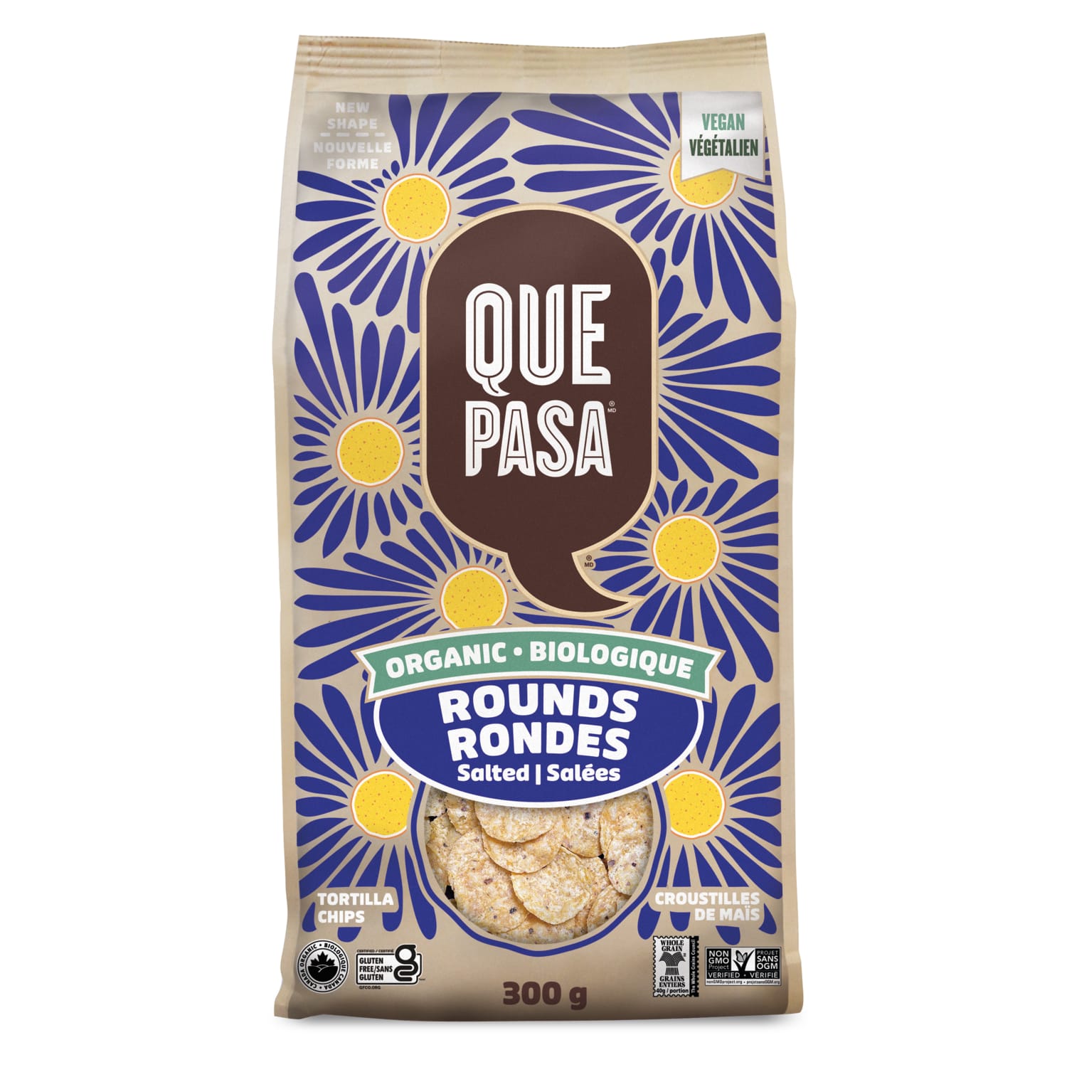 Que Pasa Organic Salted Rounds Tortilla Chips 300g Bag