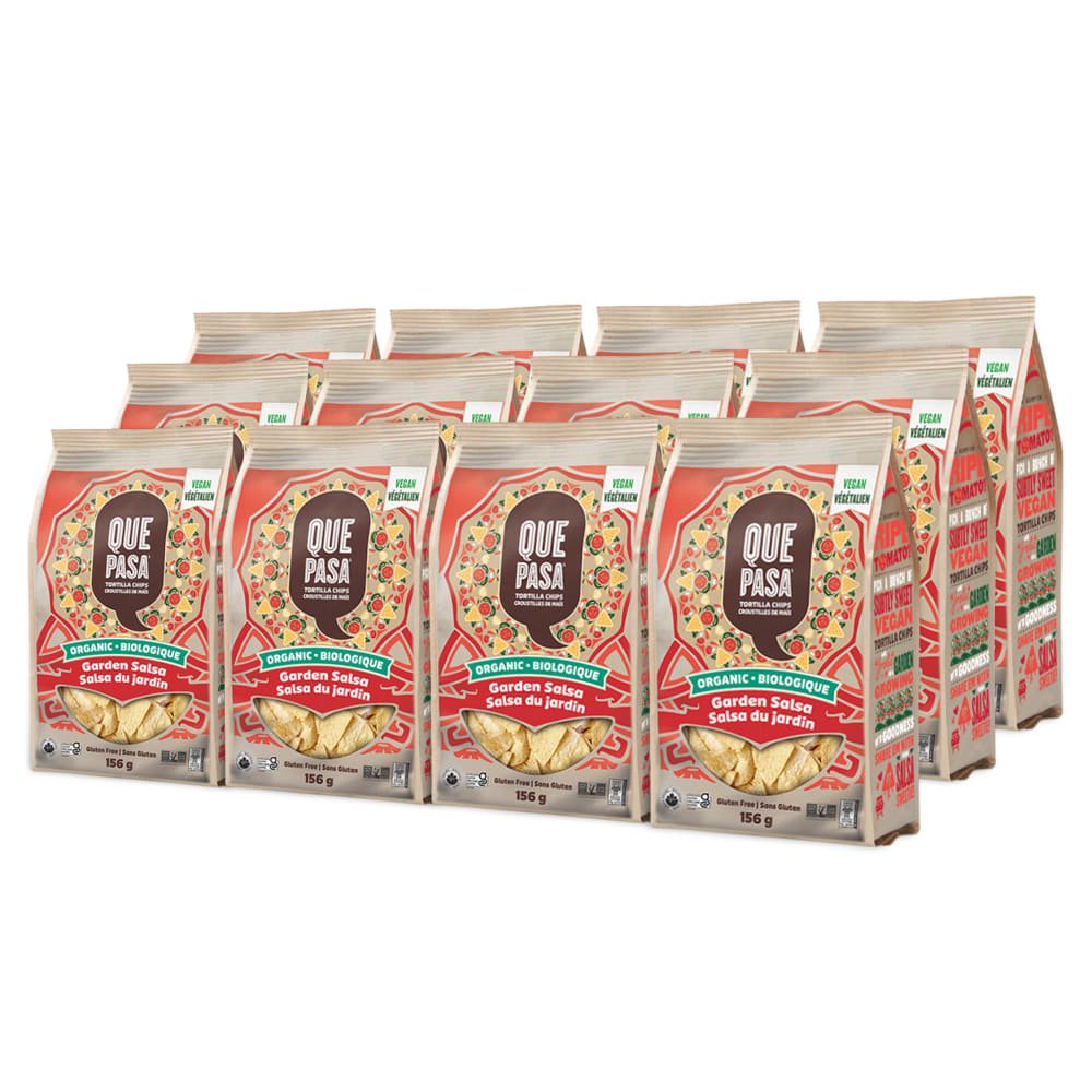 Pack of 12, Que Pasa Organic Garden Salsa Tortilla Chips 156g Bag