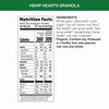 Nutrition facts per serving and ingredient statement for Hemp Hearts Granola