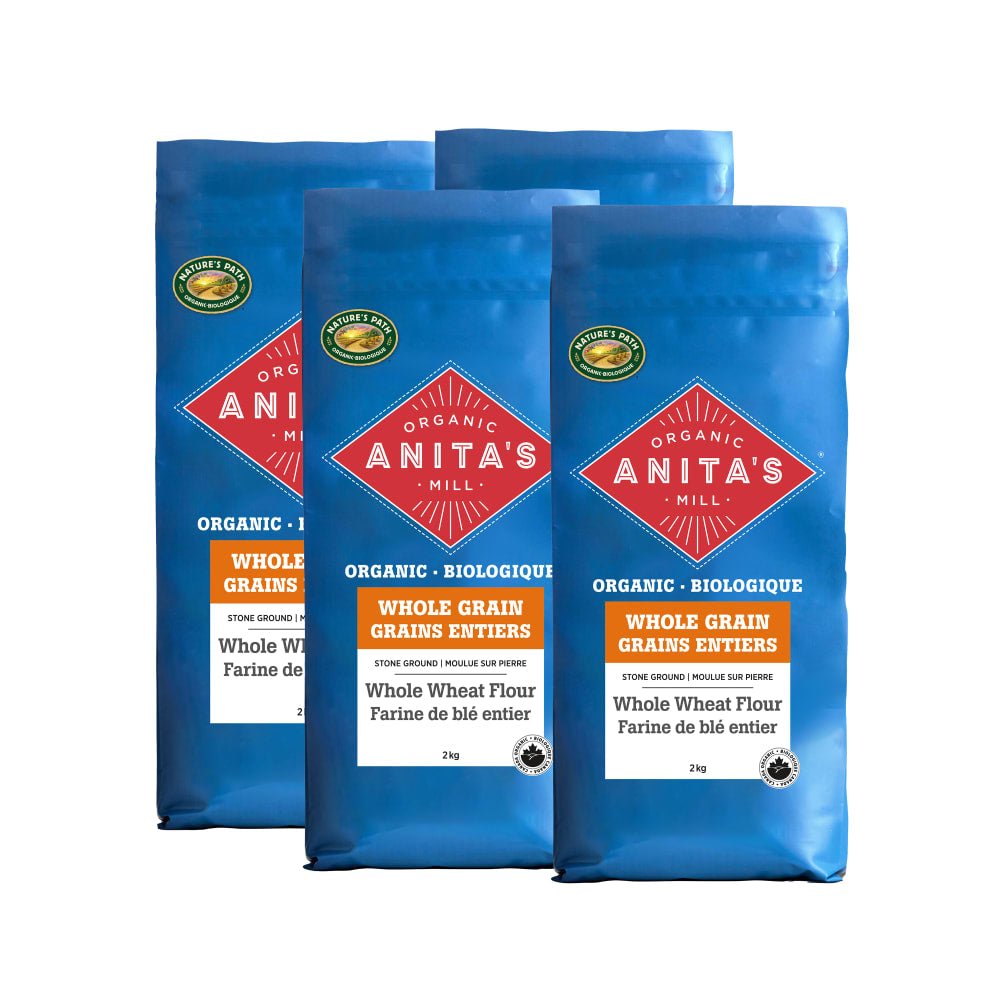 Pack of 4, Anita's Organic Mill Whole Grain Stone Ground Whole Wheat Flour 2kg Bag