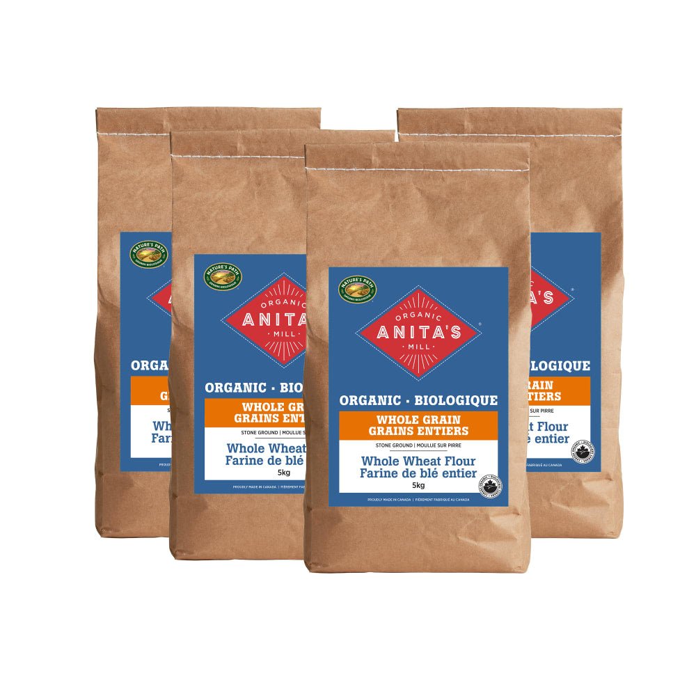 Pack of 4, Anita's Organic Mill Whole Grain Stone Ground Whole Wheat Flour 5kg Bag