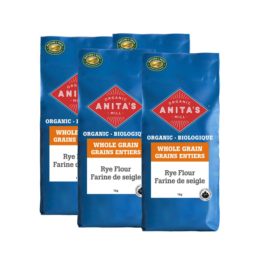 Pack of 4, Anita's Organic Mill Whole Grain Rye Flour 1kg Bag