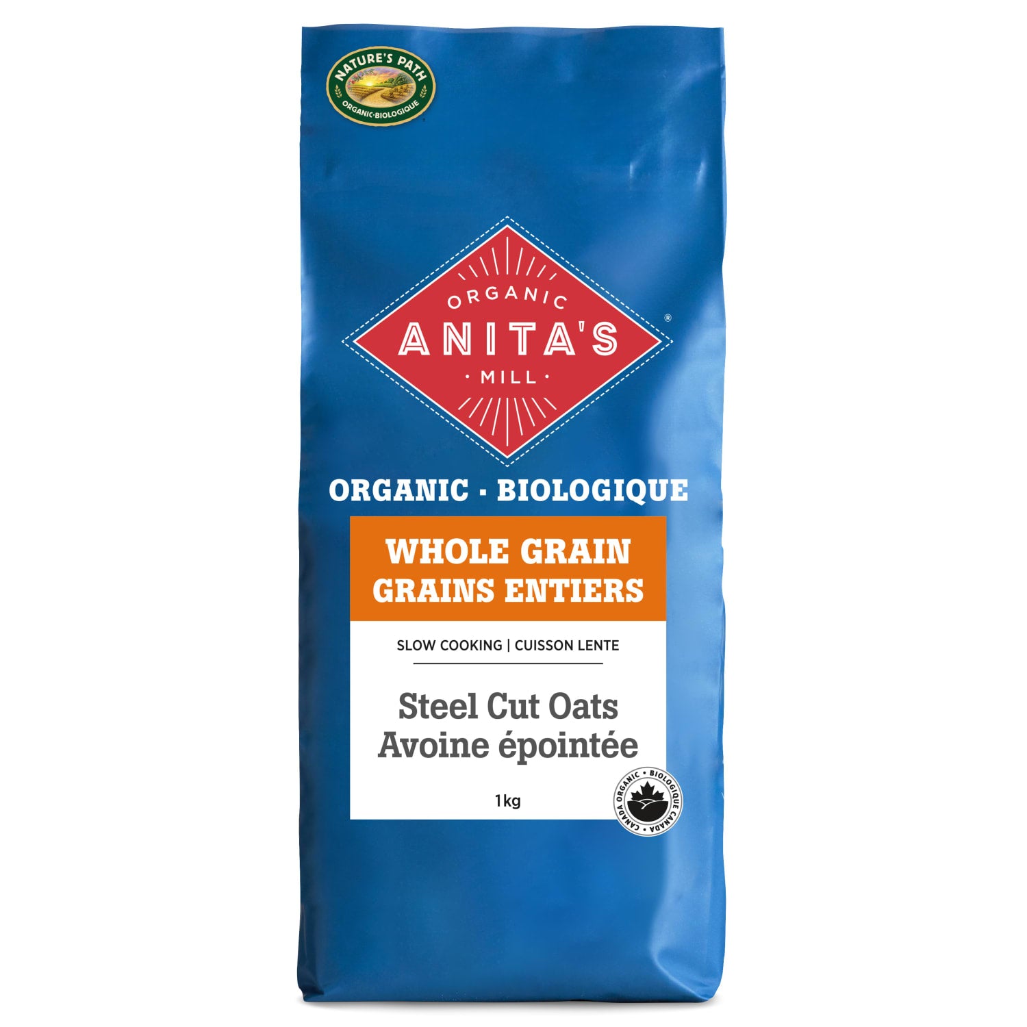 Anita's Organic Mill Whole Grain Slow Cooking Steel Cut Oats 1kg Bag