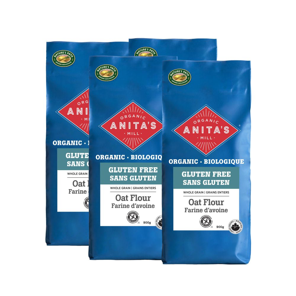 Pack of 4, Anita's Organic Mill Gluten Free Whole Grain Oat Flour 900g Bag