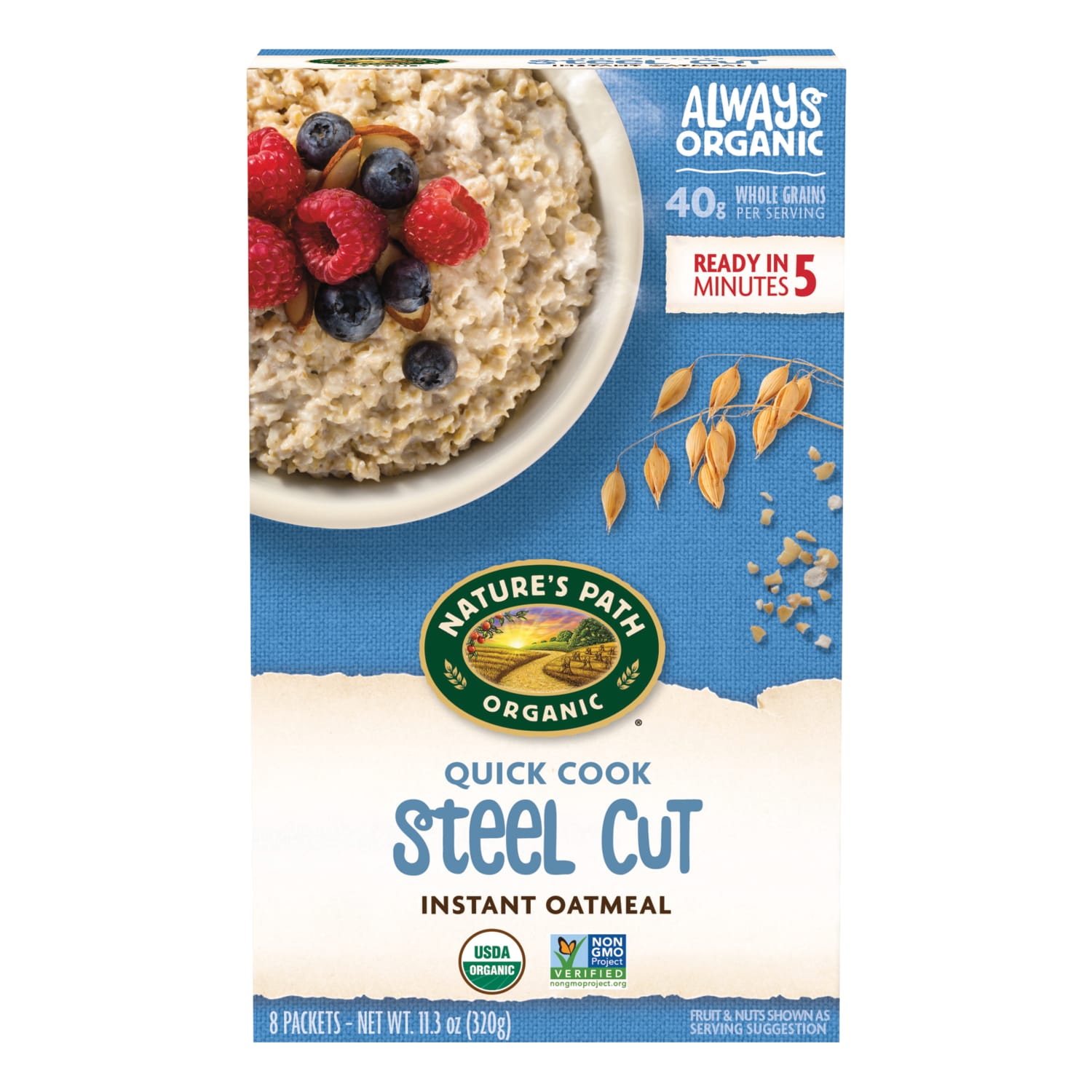 Nature's Path Organic Quick Cook Steel Cut Instant Oatmeal 11oz Box