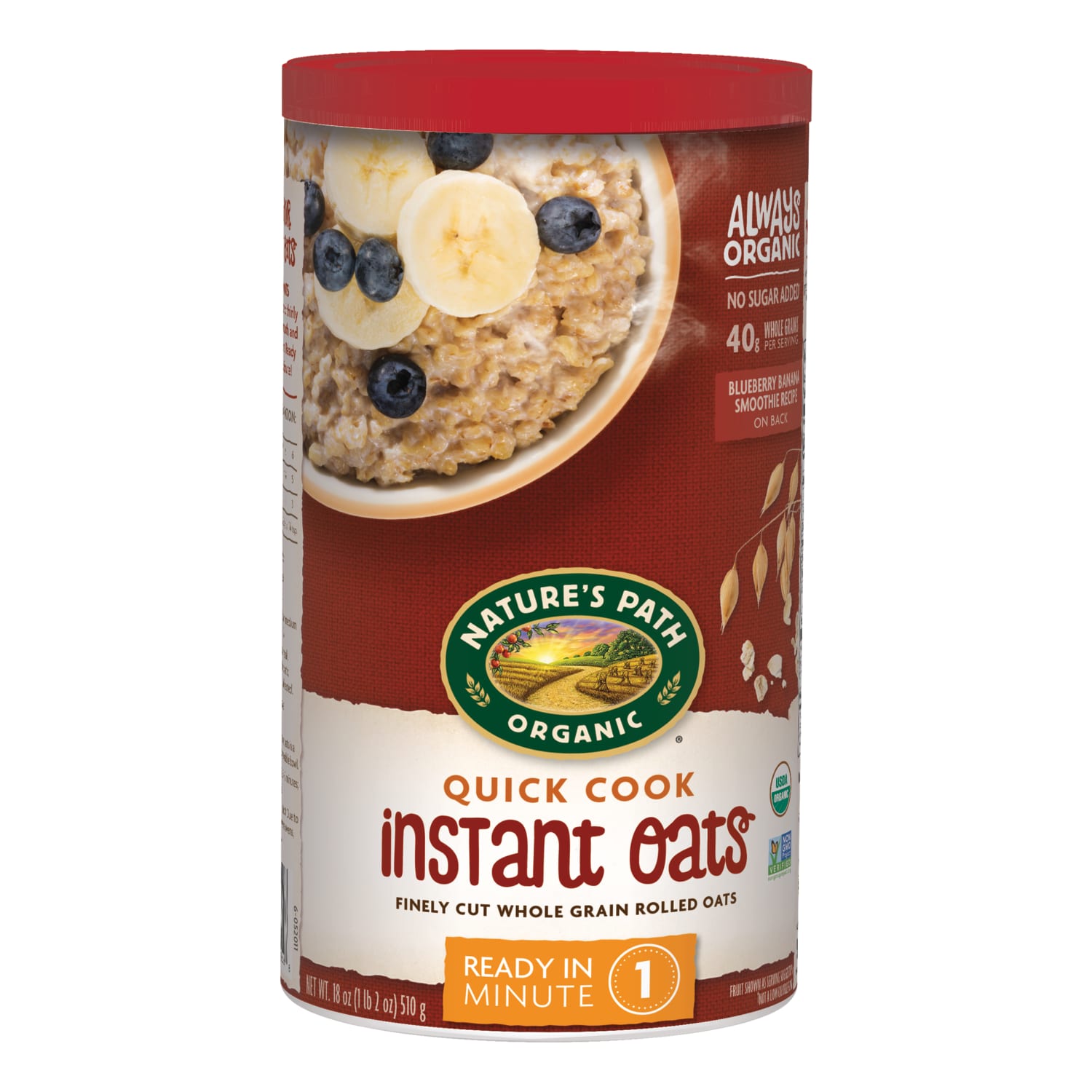 Nature's Path Organic Quick Cook Instant Oats Oatmeal 18oz Canister