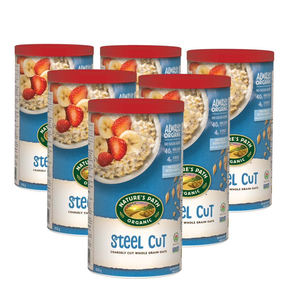 Pack of 6, Nature's Path Organic Steel Cut Oatmeal 850g Canister