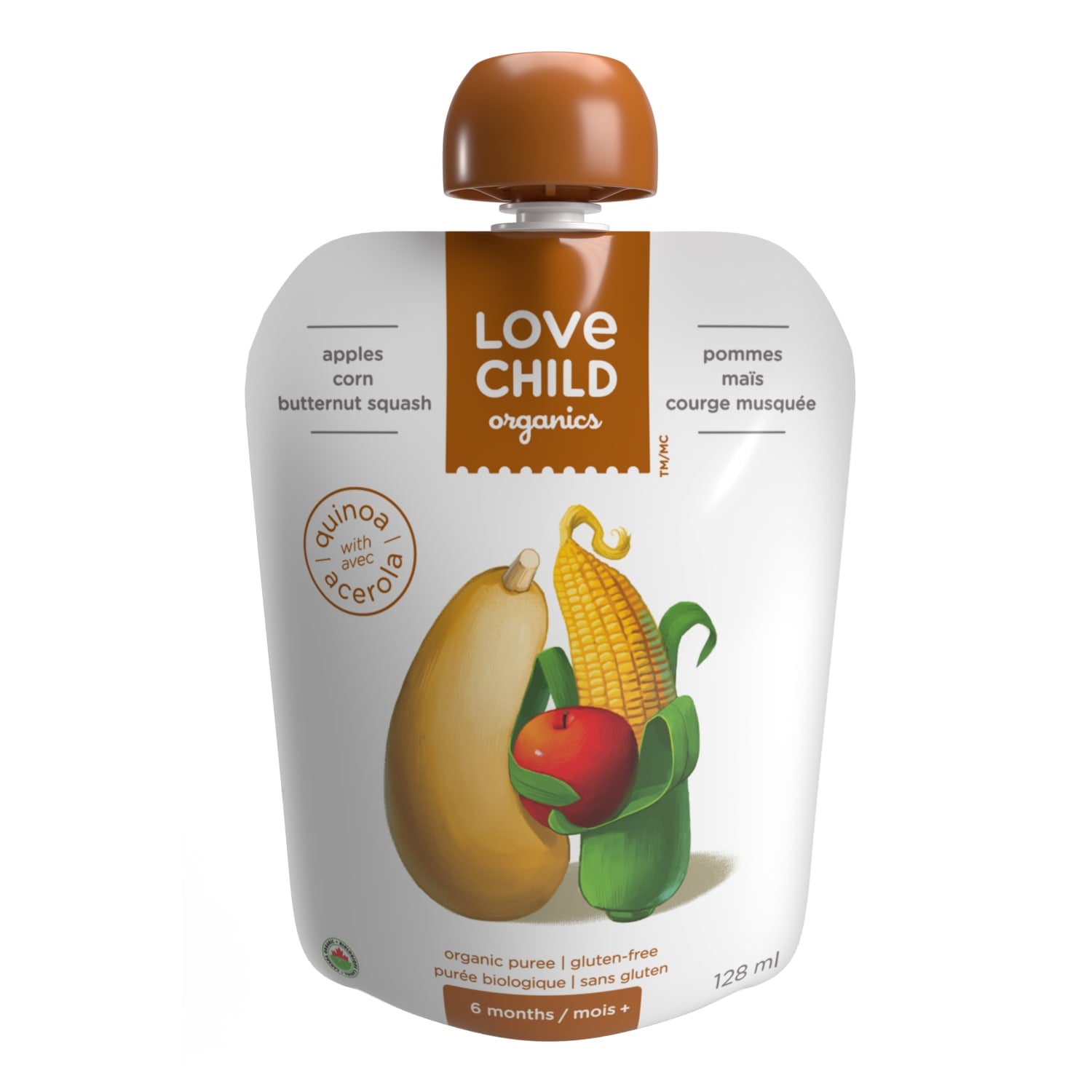 Love Child Organics Superblends Apple, Corn + Butternut Squash Puree 128ml Pouch