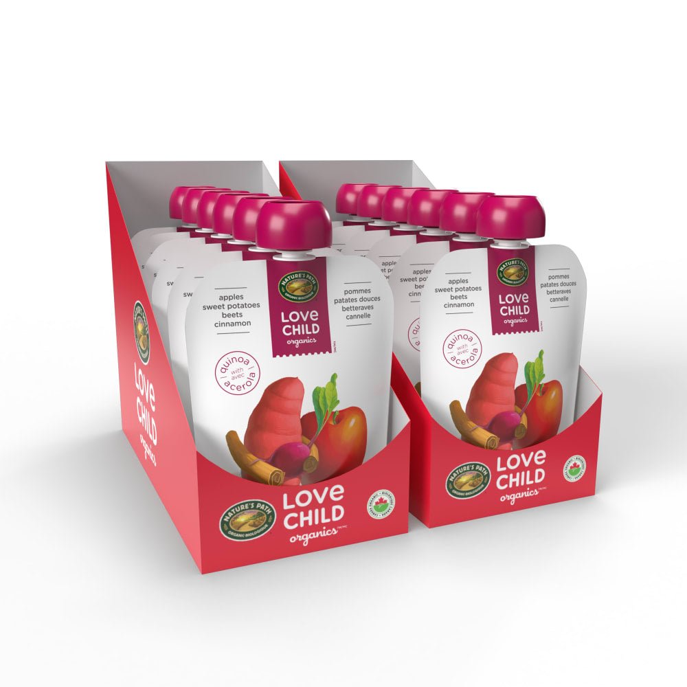 Pack of 12, Love Child Organics Superblends Apples, Sweet Potatoes, Beets + Cinnamon Puree 128ml Pouch