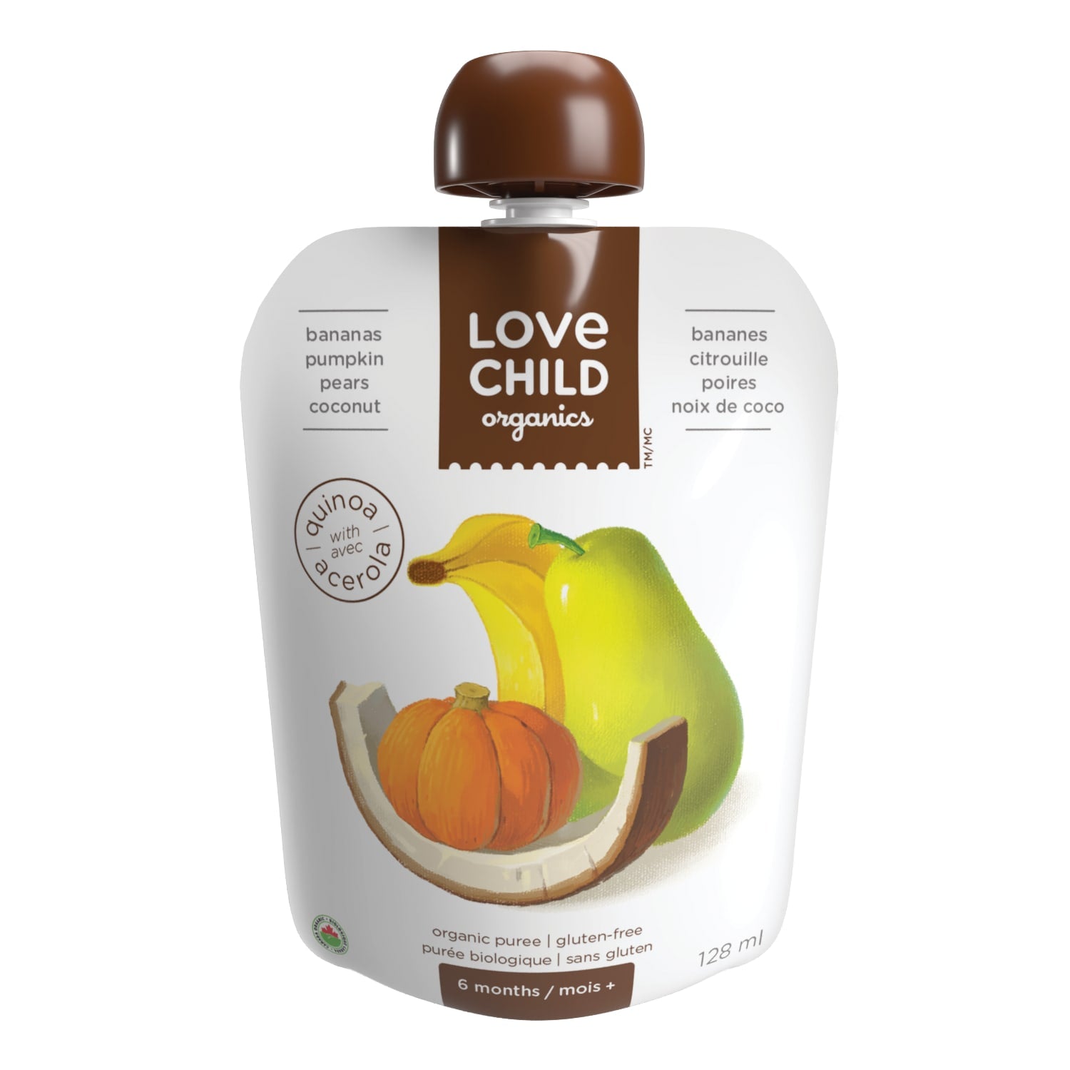 Love Child Organics Superblends Bananas, Pumpkin, Pears + Coconut Puree 128ml Pouch