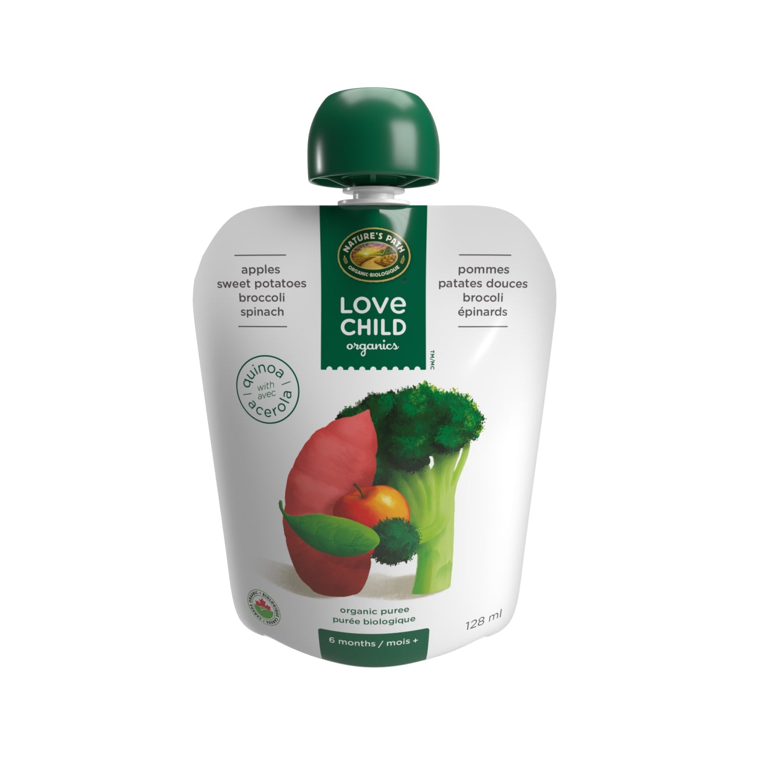 Love Child Organics Superblends Apples, Sweet Potatoes, Broccoli + Spinach Puree 128ml Pouch