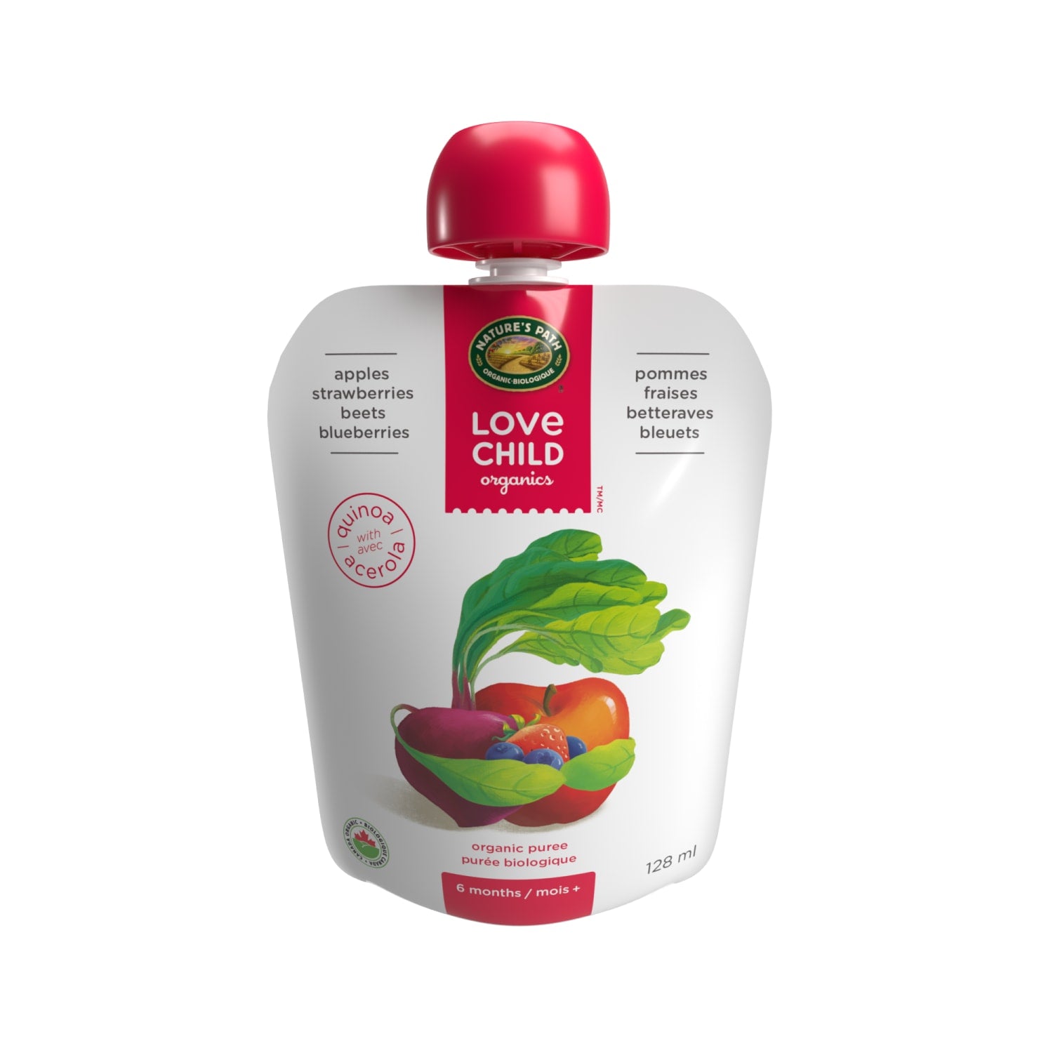 Love Child Organics Superblends Apples, Strawberries, Beets + Blueberries Puree 128ml Pouch